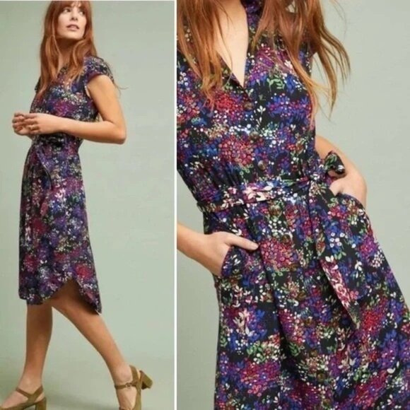 Conversations by Anthropologie - 32 of 52 Colloquial Floral Button Dress Size 8 - Picture 1 of 7